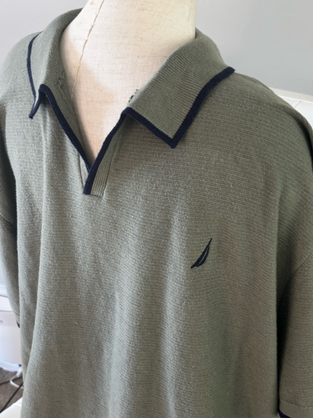Nautica Olive Green Polo with Navy Trim